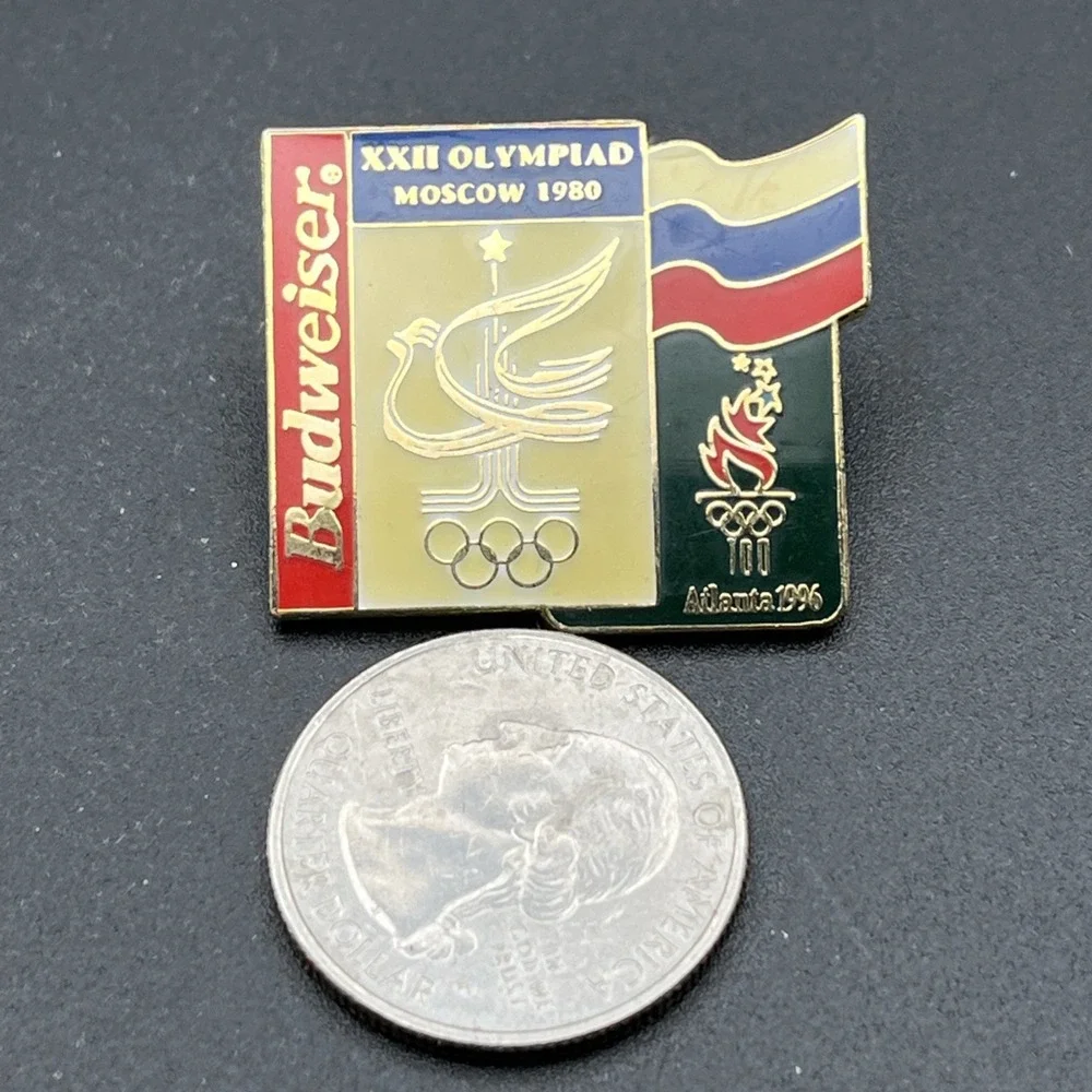 1996 Atlanta Olympics XXII Olympiad Moscow Russia Flag Budweiser Lapel Hat‎ Pin